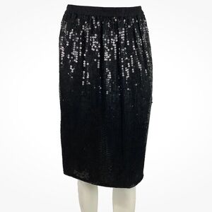 Stinay Sz S All Over Sequin Silk Pull On Cocktail Party Club Skirt Black
